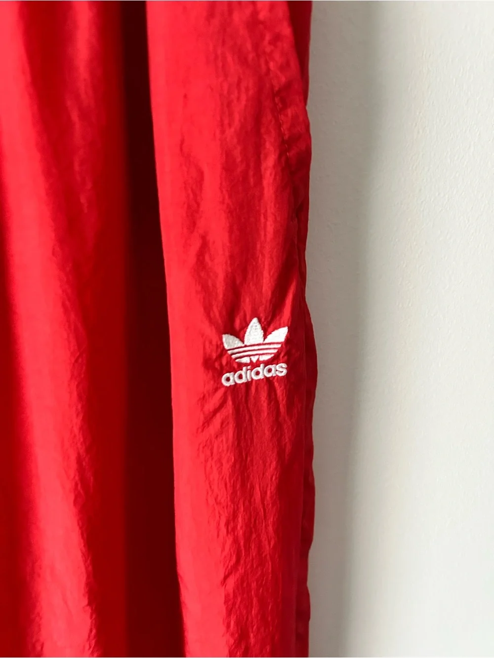 Adidas Originals large trefoil Red Track Pants with White detail size large